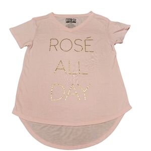 Chin-Up Pink T-Shirt with Gold Rose All Day Size S